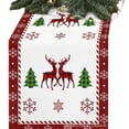 thumbnail image 2 of 2026 Christmas Indoor Home Decor Plaid Reindeer Christmas Linen Table Runner Snowflake Xmas Table Decor, 2 of 7
