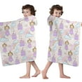 thumbnail image 4 of Princess Rainbow Castle Pattern Hooded Bath Towel，50"x30" for Ages 3 To 12 Kids, Quick Dry Lightweight Soft Microfiber Hood Beach Towel Cover Up for Kids, 4 of 7