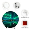 thumbnail image 4 of Picia Northern Lights Pattern Bone China Decorative Plate – Wall Decor with Stand and Adhesive, Elegant Ornament for Living Room, Office, or Entryway-7in, 4 of 6