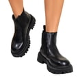 thumbnail image 7 of Willtoo Womens Faux Leather Slip On Chunky Platform Boots Round Toe lug sole Work Dress Casual Non Slip Ankle Boots, 7 of 7