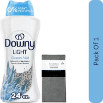 Downy Light In-Wash Scent Booster Laundry Beads, Ocean Mist Scent, No Heavy Perfumes, 24 oz with Microfiber Solid Color Towel by BundleEase