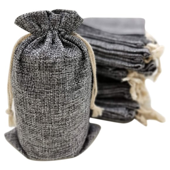50 bolsas de arpillera Supply Friend, color gris, 12 x 20 cm, con cordón