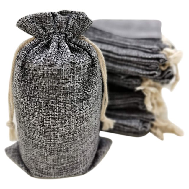 50 bolsas de arpillera Supply Friend, color gris, 12 x 20 cm, con cordón