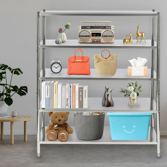Stainless Steel Shelving 5 Tiers Adjustable Shelf Storage Heavy Duty Shelving