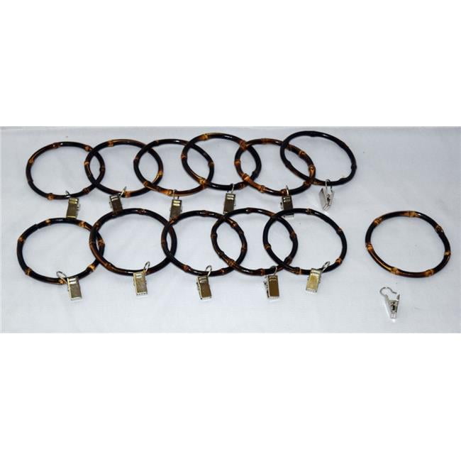 Bamboo54 13139 Bamboo Curtain Rings with Clips Set of 12 Walmart
