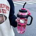 thumbnail image 1 of 1300ml Sanrio Water Cup Hello Kitty Anime Straw Cup Cute Large Capacity Cartoon Outdoor Activities Portable Tea Separation, 1 of 5