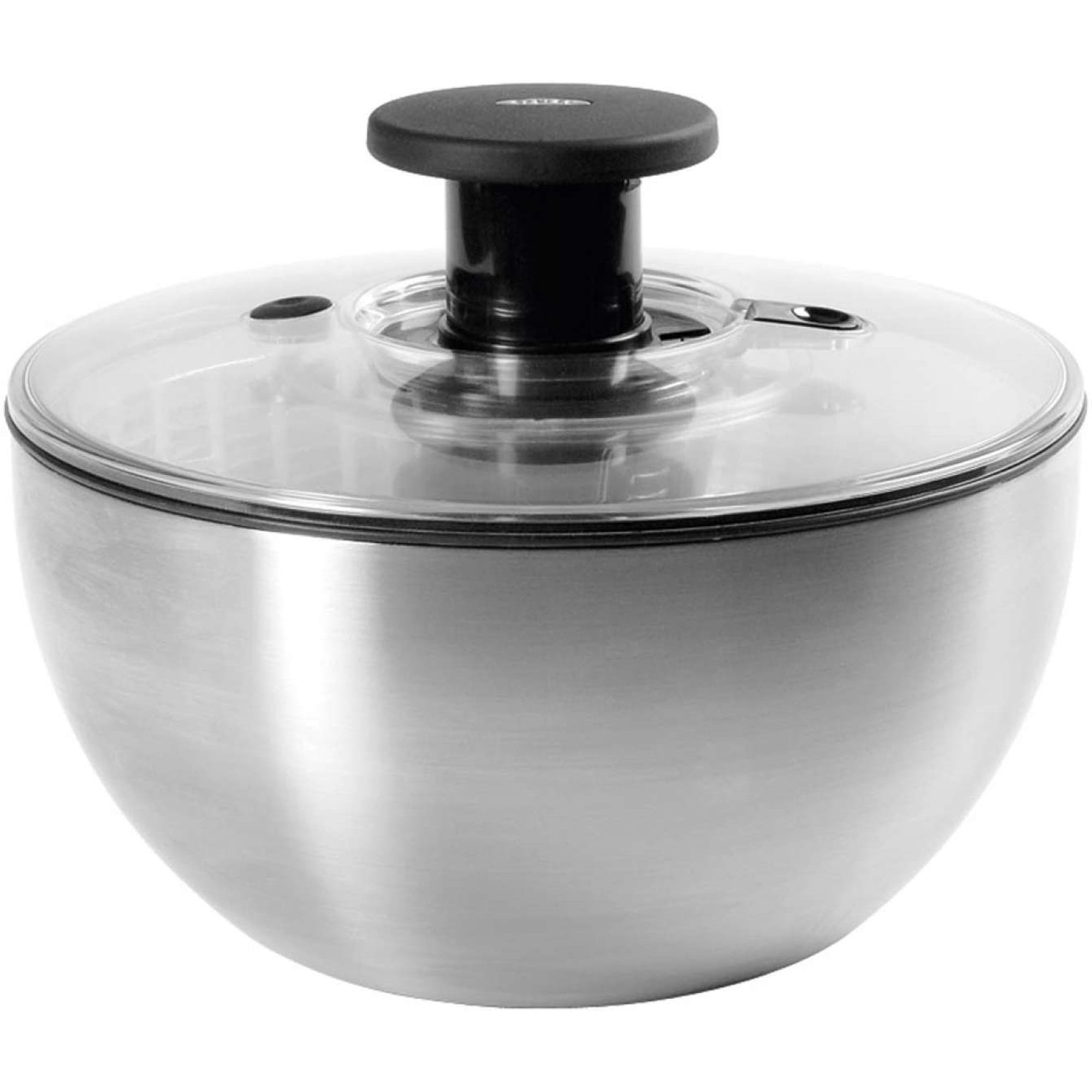 OXO Non Slip Steel Salad Spinner Bowl w/ Soft Push Pump Knob & Clear Locking Lid