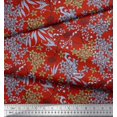 thumbnail image 2 of Soimoi Red polyester Crepe Fabric Leaves & Floral Hand Drawn Print Fabric by the Yard 52 Inch Wide, 2 of 2