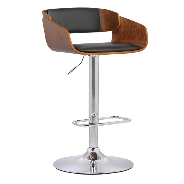 Armen Living Tabouret de Bar Pivotant Réglable en Faux Cuir en Noir