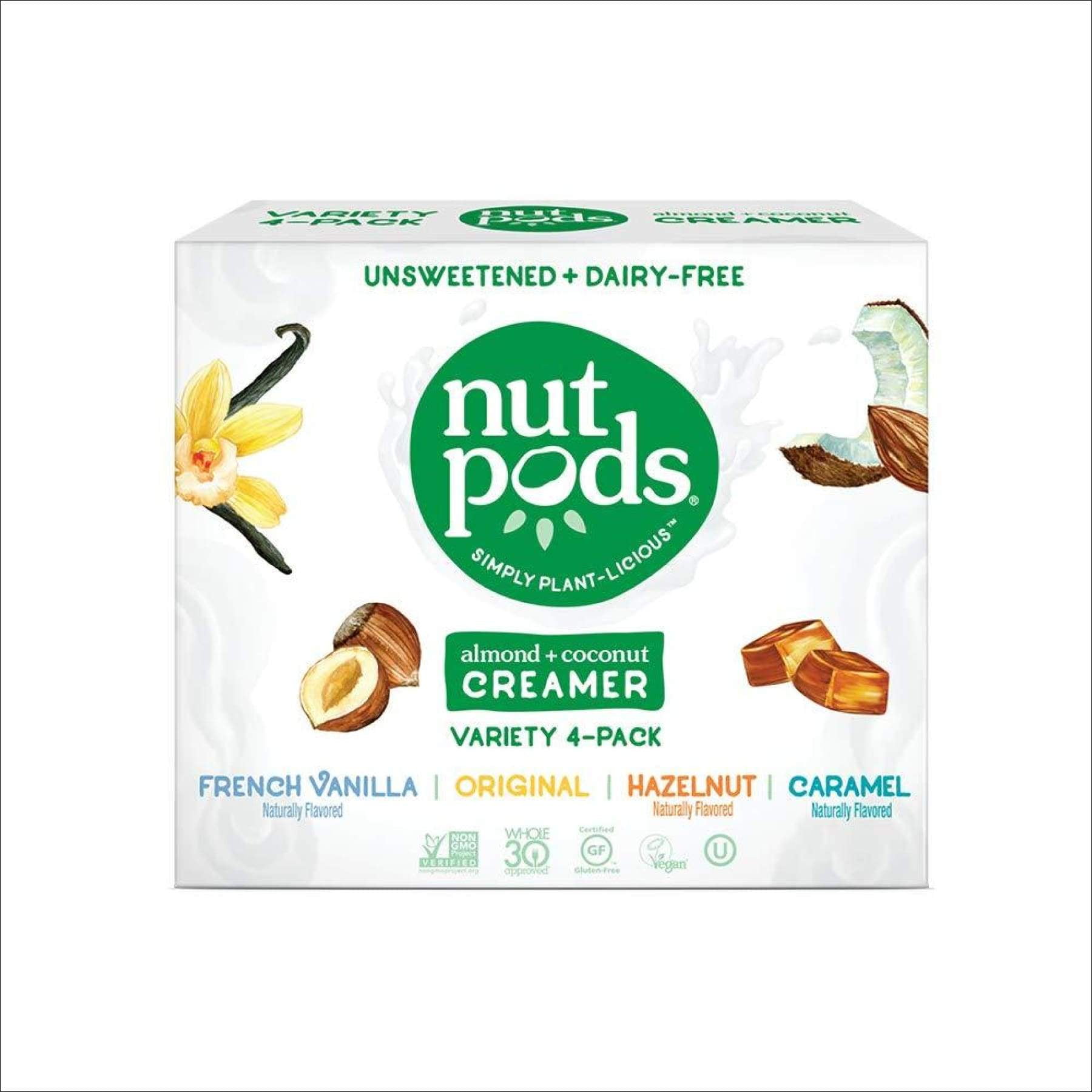 nutpods Variety 4 pack, Original, French Vanilla, Hazelnut and Caramel