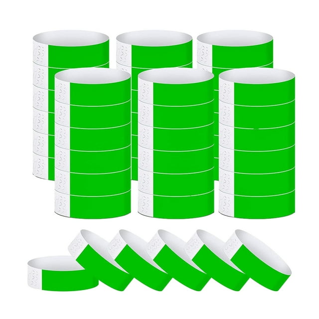 600Pcs Neon Bands for Events Bands Party Paper Bracelets ID Bands Armbands Party Green