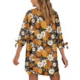 thumbnail image 4 of SCRAWLGOD Vintage Hibiscus Flower 3/4 Sleeve T Shirts for Women Size 2XL Women's Blouses & Button Up Shirts for Going Out Summer Cardigan Jacket for Women, 4 of 7
