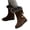 Brown, variant on Fuzzy Platform Snow Boots for Women Suede Pull on Buckle Strap Anti-Slip Winter Mid Calf Booties