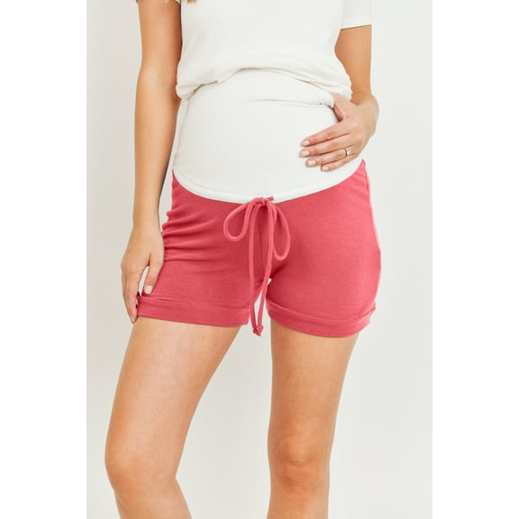 Solid Terry Maternity Over the Belly Track Shorts