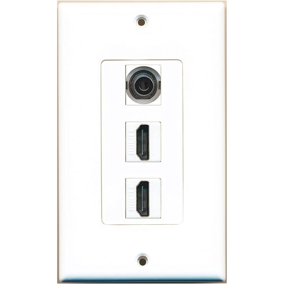 RiteAV - 1 3.5mm Audio/Headphone Jack and 2 HDMI Port Wall Plate Decorative