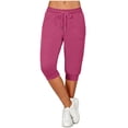 thumbnail image 3 of OVAFBAU Women's Capris Pants Yoga Workout Leggings Mid Waist Drawstring Jogger 7/8 with Pockets Casual Wear Pants, 3 of 8