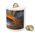 thumbnail image 3 of Fractal Piggy Bank, Ethereal Realm Concept Themed Fantasy Fiction Magic Illustration in Dark Tones, Ceramic Coin Bank Money Box for Cash Saving, 3.6" X 3.2", Orange Tan, by Ambesonne, 3 of 4