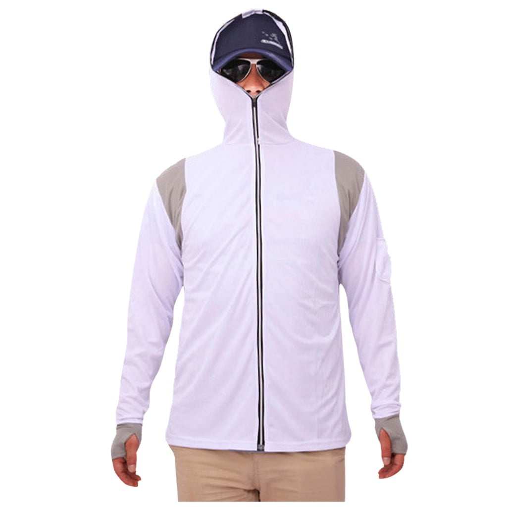 Toyfunny Mens Long Sleeves Tops Hoodie Sweatshirts Fishing Suit Zipper Blouse, Men's, Size: 3XL, White