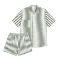 thumbnail image 6 of Ohufall Summer Beach Short Sets for Women Striped Short Sleeve Lapel Button Shirts with Shorts 2 Piece Sets, 6 of 6