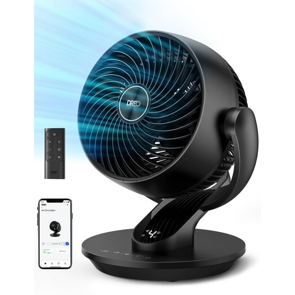 Dreo Ventiladores de mesa para el dormitorio del hogar, ventilador de piso oscilante silencioso de 9 pulgadas con control remoto, ventilador circulador de aire para toda la habitación, potente flujo d