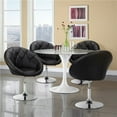thumbnail image 4 of Alden Design Modern Tufted Adjustable Barrel Swivel Accent Chair, Black Faux Leather, 4 of 14