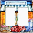 thumbnail image 2 of Metal Light Switch Wall Plate Outlet Cover (Coffee Mocha Espresso Shop Cafe Vintage Store Front Flower - Double Rocker), 2 of 2