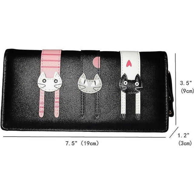 ZHAOCHENG Monedero con forma de gato para mujer, cartera plegable, bolso de mano