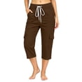 thumbnail image 2 of VBVC Women's Drawstring Cargo Capri Pants, Casual Breathable Mid Calf Utility Trousers For Women, Ladies' Outdoor Hiking Pants with Pockets,Brown,S-3XL, 2 of 9