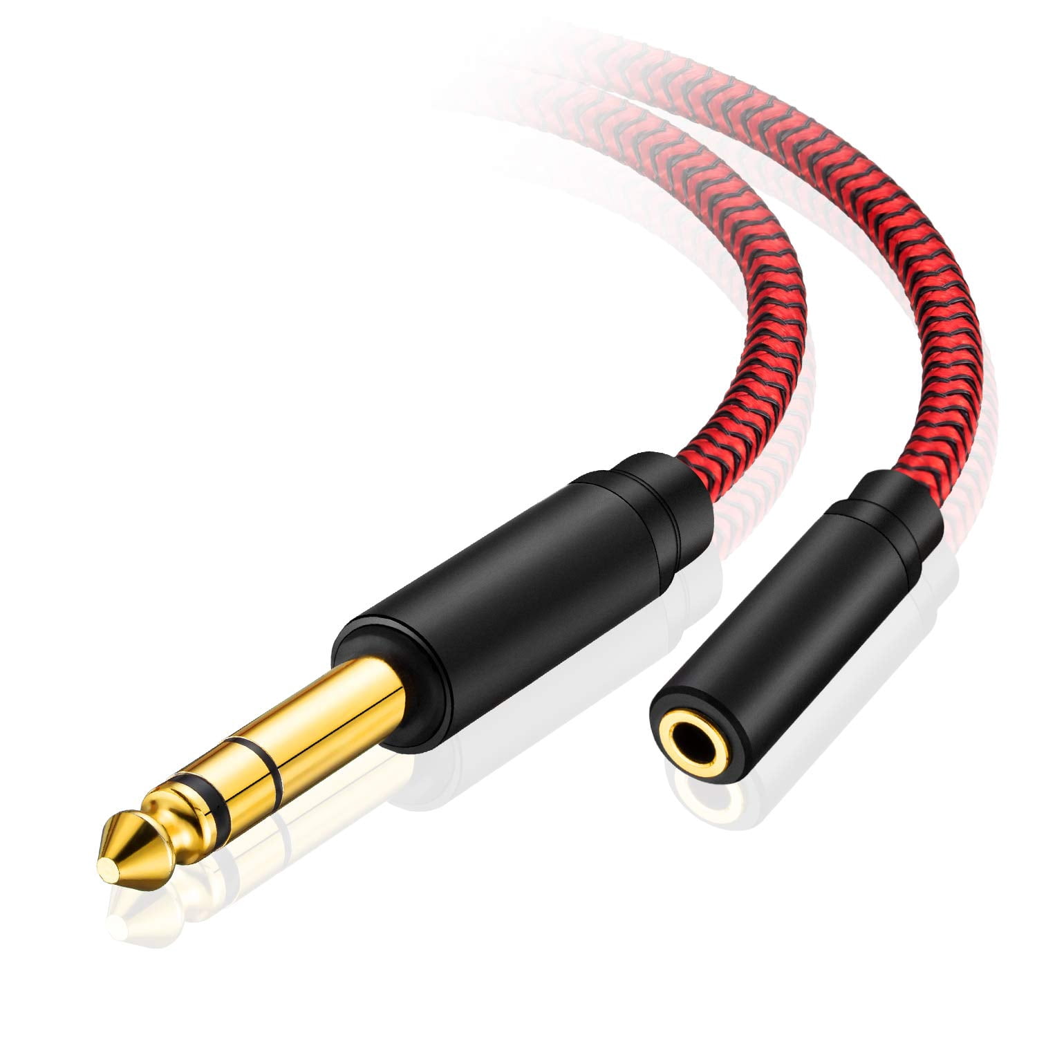6.35 Male to Female 3.5 Headphones Adapter 3Ft,TRS 1/4 3.5mm Stereo Cord 6.35mm 1/8 for Amplifiers, Guitar Amp, Piano, Home Theater Devices, or Mixing Console(3Ft/1M)