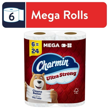 Charmin Ultra Strong Toilet Paper Mega Roll, 242 Sheets Per Roll, 6 Count