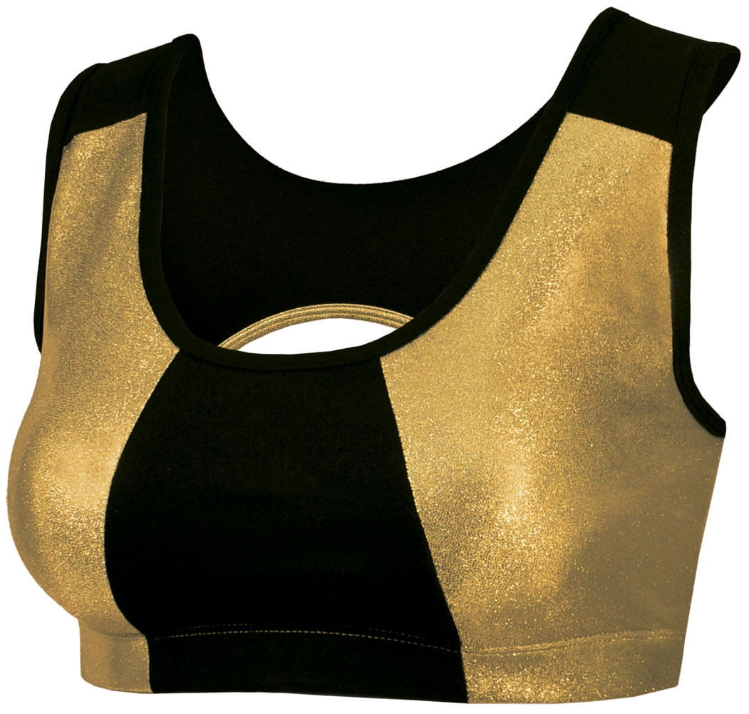 black and gold sports bra