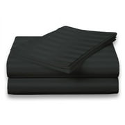 Deluxe Home 100% Cotton 400 Thread Count Dobby Stripe Sheet Set ( QUEEN, Black)