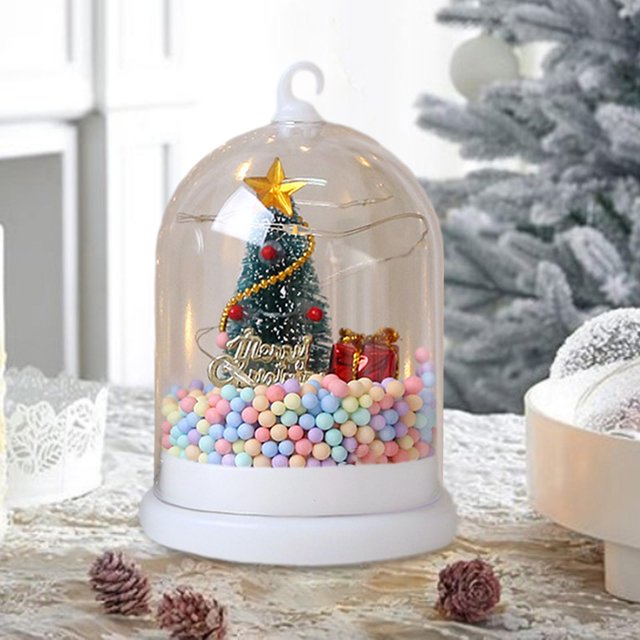 de Navidad LED en cúpula, adorno de Navidad, luz nocturna, manualidades DIY, decoraciones de mesa navideñas para mesa, decoración de escritorio, Luz cálida A