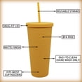 thumbnail image 3 of Aquaphile Plastic Matte Studded Tumbler with Lid and Straw Reusable BPA Free Iced Coffee Cups Double Wall Smoothie Cup,Orange, 3 of 5