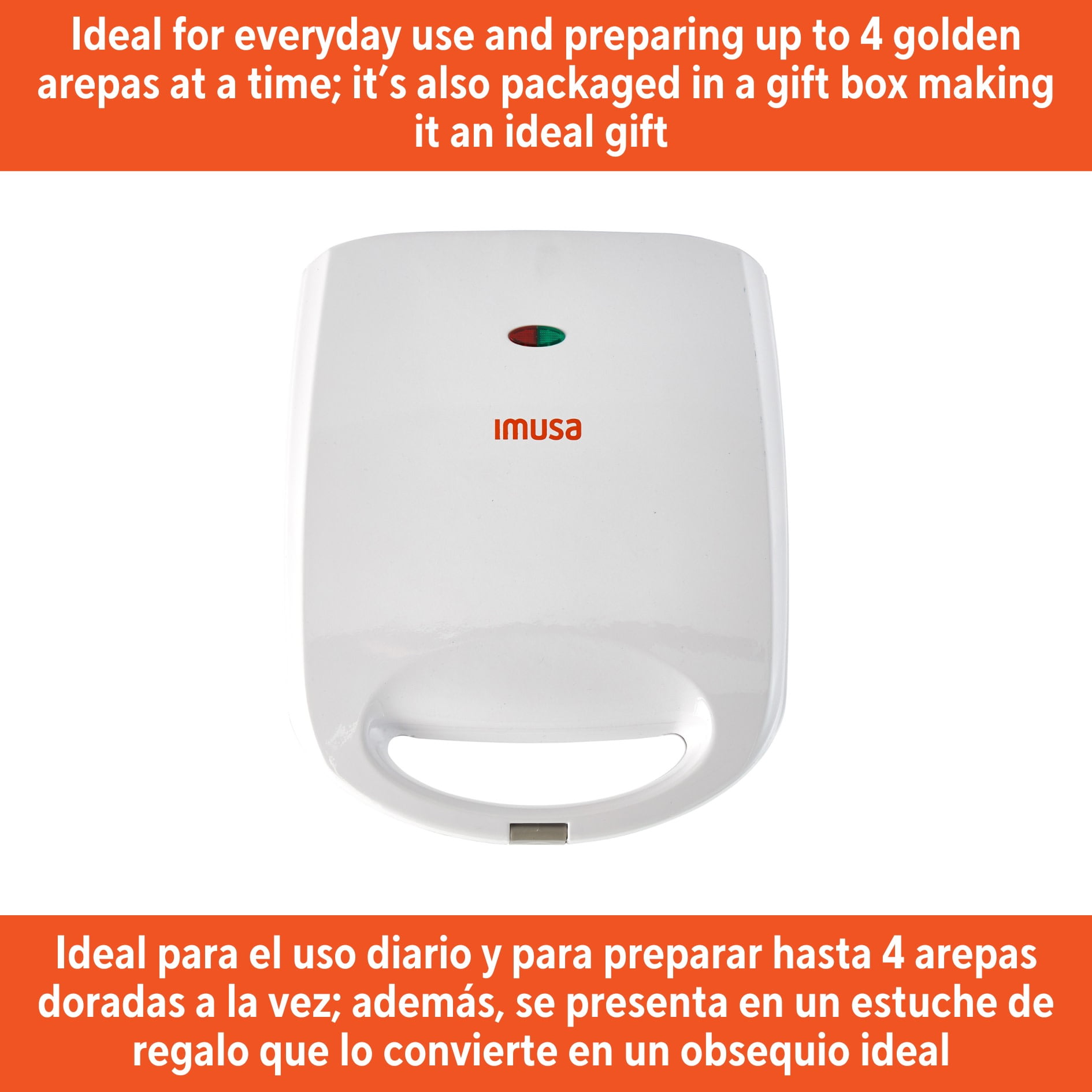 IMUSA 4 Slot Electric Arepa Maker, White