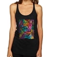 thumbnail image 1 of Colorful Cat Portrait | Cat Lover Owner | Dean Russo Art Animal Lover Tri-Blend Racerback Sleeveless Top, Vintage Black, L, 1 of 5