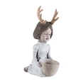 thumbnail image 1 of Estatua de niña con diseño de cornamenta en macetas de resina para amantes de la jardinería Blanco, 1 of 9