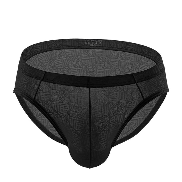 Sonducket Calzoncillos sexis de malla transparente de seda de hielo para hombre, ropa interior cómoda súper suave y seductora Prendas para la parte inferior del cuerpo Negro METRO