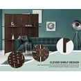thumbnail image 4 of 4 Panels Room Dividers with 2 Removable Storage Shelves Folding Portable Partition Screen with Hand-Woven Rattan Design Wood Frame Fiber Privacy Screen with Shelves for Home and Office, 4 of 7