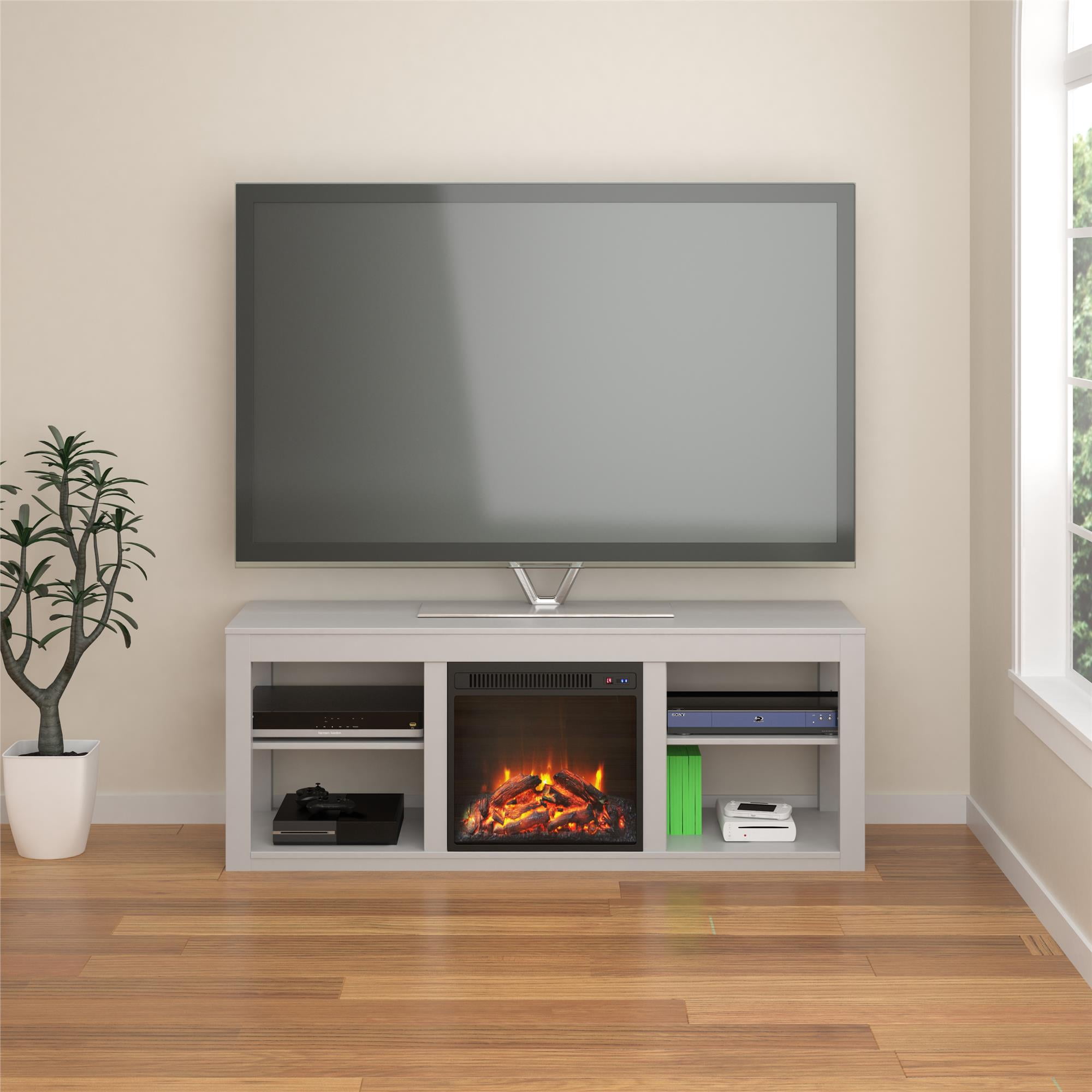 Ameriwood Home Parsons Electric Fireplace TV Stand for TVs up to 65" Dove Gray
