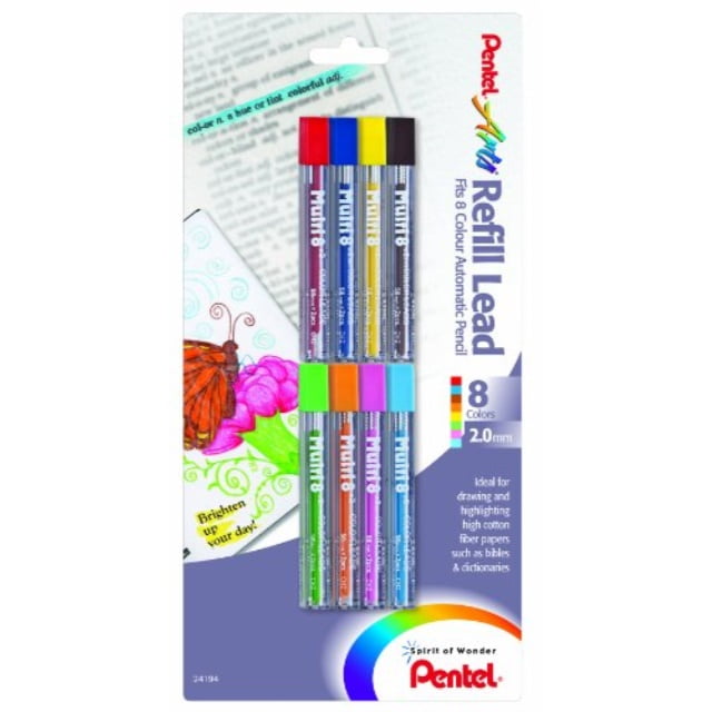 4 Pack Pentel Arts 8 Colour Refill Lead CH2BP4M Assorted Colors