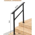 thumbnail image 2 of YUSAZENS 2 Pack 3 Step Outdoor Step Railing, Aluminum Alloy Handrail with Iron Support Column, Glossy Black Finish, Full Installation Accessories, 2 of 5