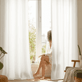 thumbnail image 4 of NICETOWN Sheer Curtains for Kitchen, Sheer Privacy Curtains Fishbone Texture Light Filtering Living Room Curtains Grommet Sheer Curtain Panels, White, 52"x63", 2 Panels, 4 of 11