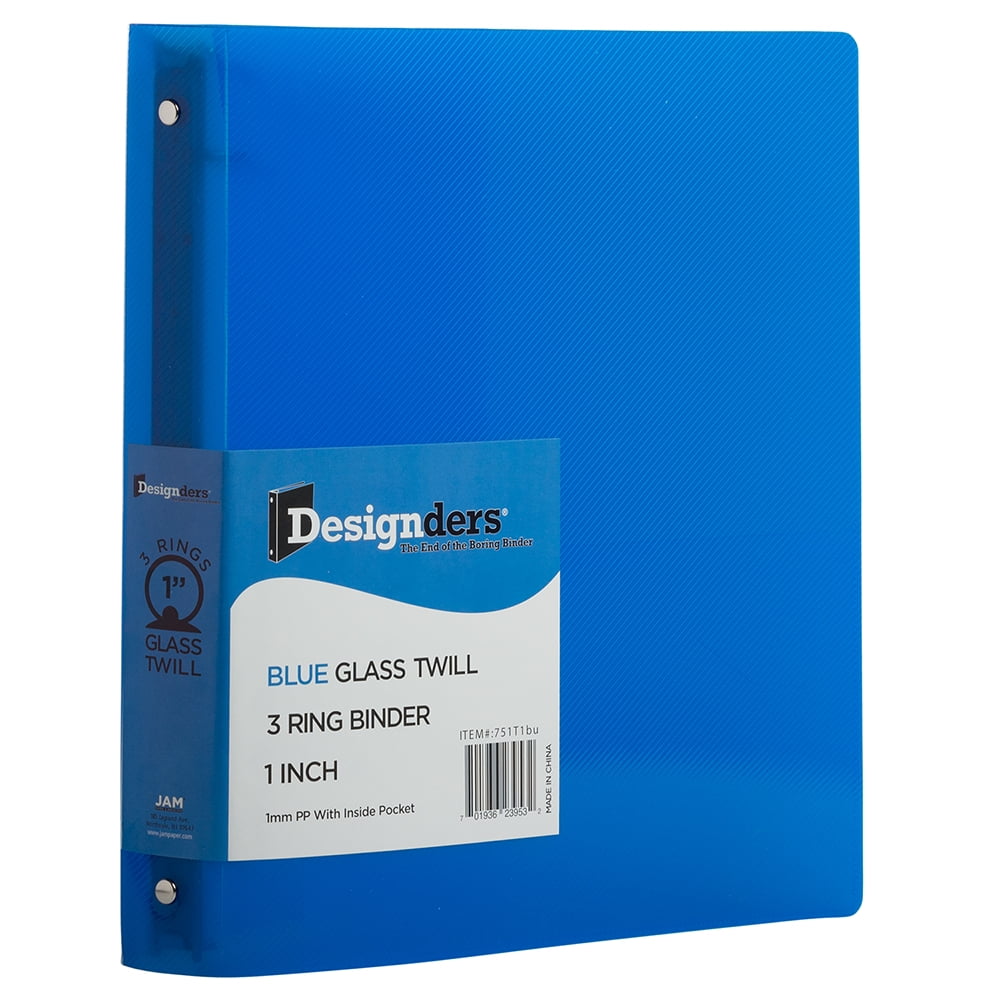 JAM Plastic 3 Ring Binder, 1 Inch, Blue, 1/Pack