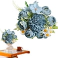thumbnail image 2 of Flowers Artificial Silk Hydrangea Bouquets Faux Floral Arrangements Picks Fake Spring Flowers for Cemetery Grave Vase Wedding Home Decor Indoor Outdoor, 1Pc, Available in Multicolor(Blue,12x6"), 2 of 9