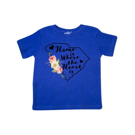

Inktastic South Carolina Home is Where The Heart is with Watercolor Floral Gift Toddler Toddler Girl T-Shirt