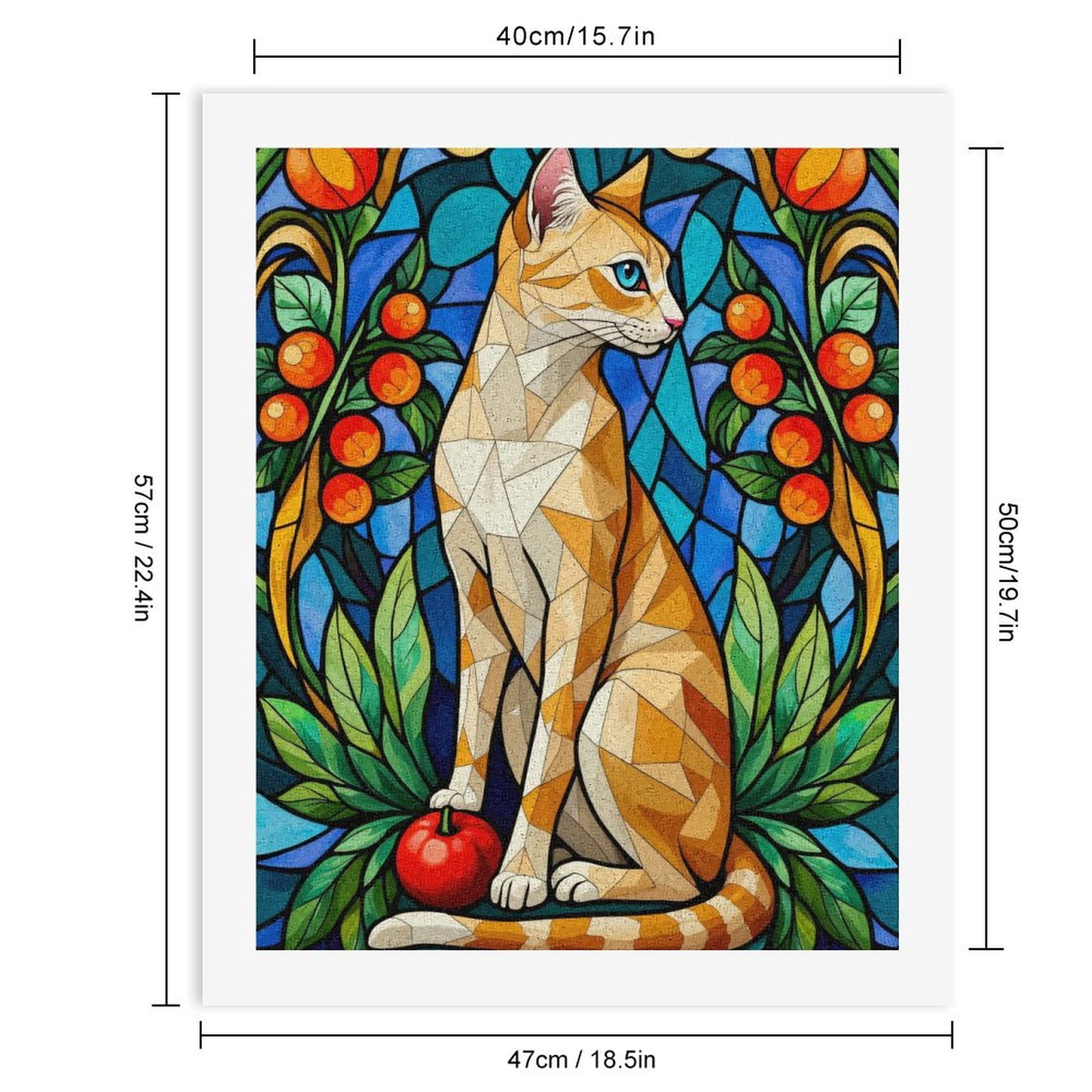 Paint By Numbers Kit for Adults Beginner - DIY Stained Glass Calico Cat Art Deco Canvas Painting Kits for Adults, Frameless Paint By Number for Adults for Home Wall Decor 16x20 Inch