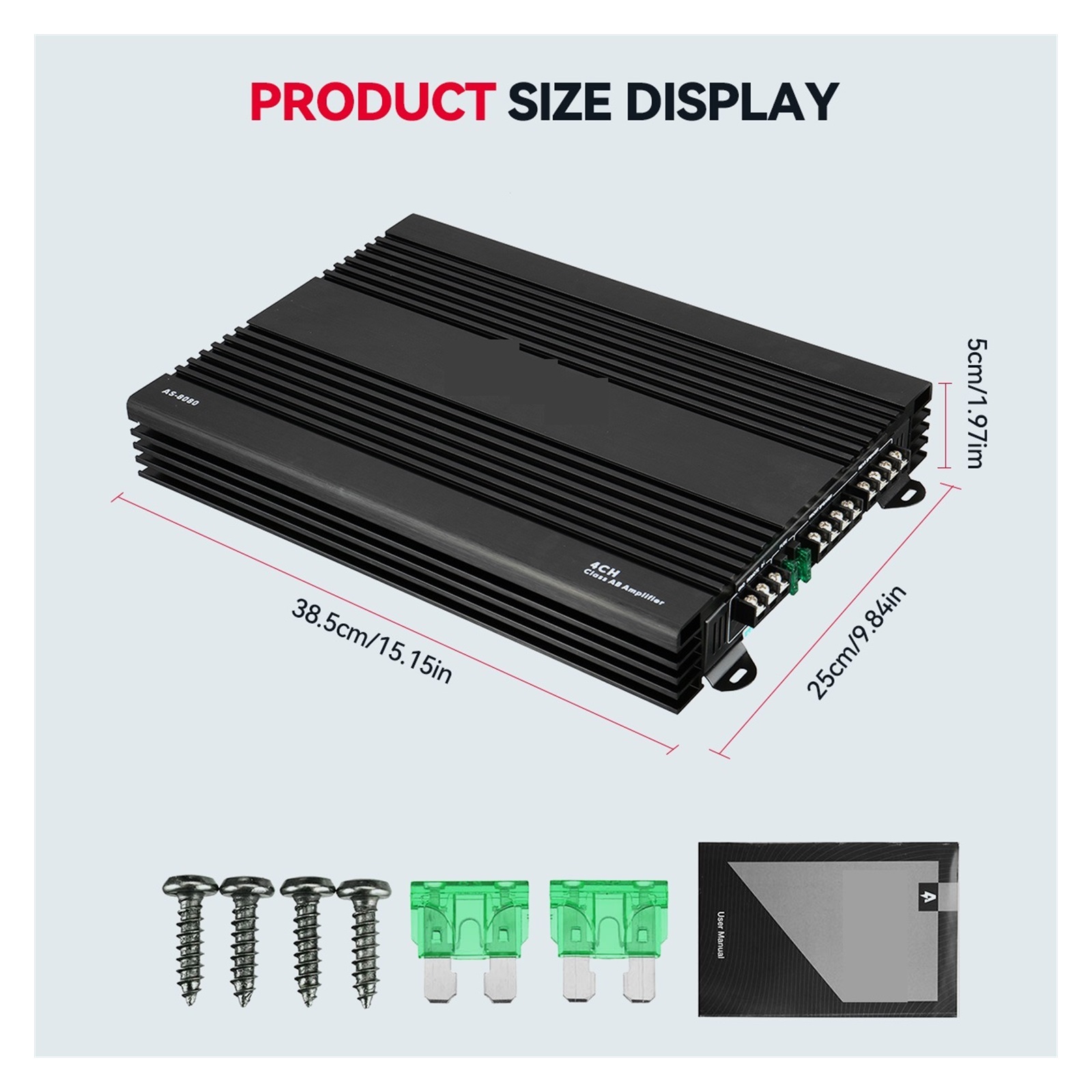 4 Channel 12V AS-8080 Car Amplifers 4CH Powerful Mini HiFi Digital Stereo Bass Power Amp Device Cars Subwoofer