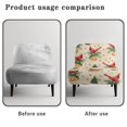 thumbnail image 6 of HELLHERO Red Bird Christmas Bell Pattern Non Slip Armless Accent Chair Cover with Elastic Bottom, Stain Protection Armless Chair Slipcover, 6 of 8