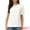 White, variant on Unique Bargains Women's Puff Sleeve Eyelet Tops Back Dressy Ruffle Neck Blouses L Dusty Pink
